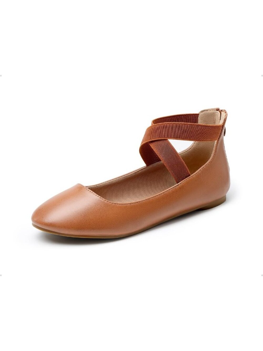 Dream Pairs Women's Tan Pu Comfortable Elegant Flexible Ankle Straps Flats